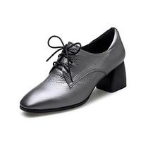 womens oxfords comfort pu spring casual silver flat