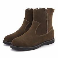 womens boots comfort pu spring winter casual khaki brown black flat