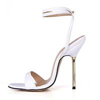 Women\'s Sandals Summer Ankle Strap PU Party Evening Dress Stiletto Heel Blue White Gold Burgundy
