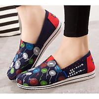 Women\'s Flats Comfort PU Canvas Spring Casual Blue Fuchsia Black Flat