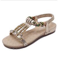 Women\'s Sandals Comfort PU Spring Casual Silver Black Gold Flat