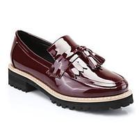 Women\'s Flats Comfort PU Patent Leather Spring Casual Burgundy Black Flat