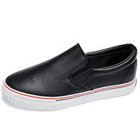 womens loafers slip ons comfort pu spring casual black white flat