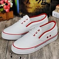 womens loafers slip ons spring comfort pu canvas casual