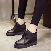 Women\'s Boots Winter Mary Jane PU Casual Wedge Heel Feather