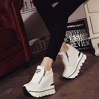 womens sneakers comfort pu spring casual black white 1in 1 34in