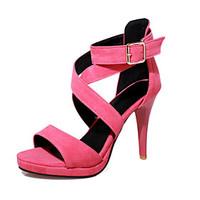 Women\'s Sandals Summer Club Shoes Velvet Party Evening Dress Stiletto Heel Buckle Zipper Black Blue Green Pink Gray Orange Other