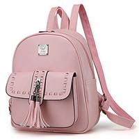 Women Backpack PU Summer Spring Fall Casual Outdoor Shopping Saddle Zipper Black Blushing Pink Gray