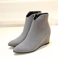 womens boots spring comfort pu casual almond dark grey black