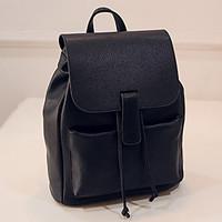women pu bucket backpack school bag travel bag beige gray black