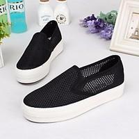 Women\'s Flats Comfort PU Spring Casual Black White Flat