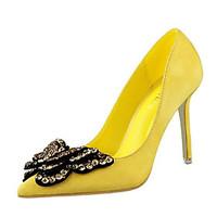 Women\'s Heels Fleece Casual Stiletto Heel Bowknot Black / Yellow / Green / Pink / Red / Gray / Orange / Burgundy Others