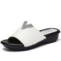 Women\'s Slippers Flip-Flops Spring / Summer / Fall Slippers Synthetic Dress / Casual Flat Heel Pearl Black / White