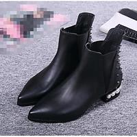 womens heels comfort pu spring casual black flat