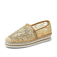 Women\'s Flats Comfort Pigskin Leather Spring Casual Coffee Silver Gold Flat