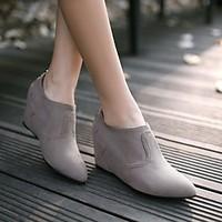 Women\'s Boots Winter Mary Jane PU Casual Wedge Heel Feather