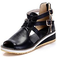 Women\'s Shoes Wedges Heel/Platform/Open Toe Sandals Dress/Casual Black/White