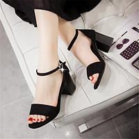 womens sandals summer slingback pu casual chunky heel block heel