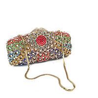 Women Stylish And Luxury Flower Design Crystal Clutch Bag