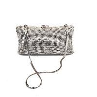 Women Silver Stylish Rhinstone Clutches Evening Bags