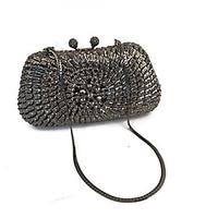 Women Stylish Rhinstone Black Clutch Evening Bag Box