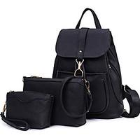 Women PU Bucket Backpack / School Bag / Travel Bag-White / Blue / Red / Black