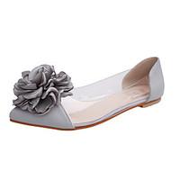 Women\'s Sandals Summer Jelly PVC Casual Flat Heel Flower Black Pink Gray Walking