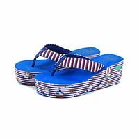 Women\'s Sandals Comfort PU Spring Casual Blue Green 1in-1 3/4in