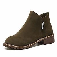 Women\'s Boots Comfort PU Spring Casual Green Brown Black Flat