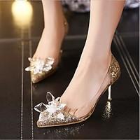 womens heels comfort pu spring casual silver gold flat