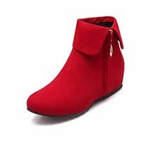 womens boots comfort pu spring casual red gray black flat