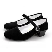 womens dance shoes old peking performance suede chunky heel black