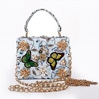 Women PU Formal Casual Event/Party Tote/Handbag/Pearl/Butterfly Embroidery/Reticule/Cultch/Box