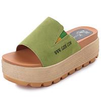 Women\'s Slippers Flip-Flops Sandals Comfort PU Summer Outdoor Walking Creepers Black Yellow Green 1in-1 3/4in