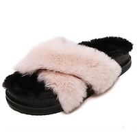 Women\'s Slippers Flip-Flops Winter Slingback Fur Casual Low Heel Others Black Pink Gray Others