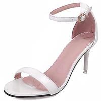 Women\'s Sandals Summer Comfort PU Outdoor Stiletto Heel Silver Black White