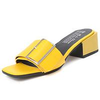 Women\'s Sandals Summer Comfort PU Outdoor Chunky Heel Red Yellow Black White