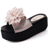 Women\'s Sandals Summer Comfort PU Outdoor Flat Heel Blushing Pink Black Gold