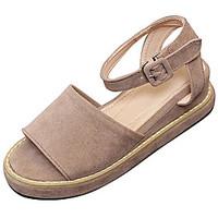 Women\'s Sandals Summer Comfort PU Outdoor Flat Heel Beige Black