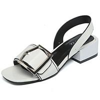 Women\'s Sandals Summer Comfort PU Outdoor Chunky Heel Black White