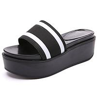 Women\'s Sandals Summer Comfort PU Outdoor Flat Heel Black White