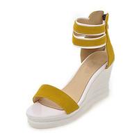 Women\'s Shoes Sandals Spring Summer Fall Comfort Leatherette Office Career Dress Casual Wedge Heel BuckleBlushing Pink Green Yellow Beige