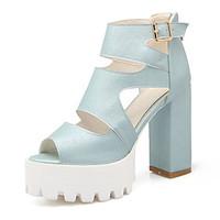 Women\'s Heels Spring / Fall / Winter Platform / Comfort Customized Materials / Leatherette Wedding / Dress / Casual Chunky Heel Buckle