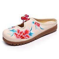 Women\'s Flats Spring Summer Fall Comfort Canvas Outdoor Casual Flat Heel Black Blue Red Beige