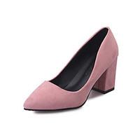 Women\'s Heels Spring Comfort PU Casual Chunky Heel Black Gray Blushing Pink