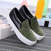 Women\'s Flats Comfort PU Canvas Spring Casual Army Green Gray Black Flat