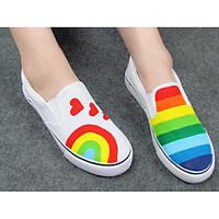 Women\'s Flats Comfort PU Canvas Spring Casual Rainbow Flat