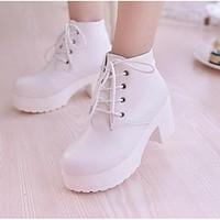 womens boots fall winter leatherette pu outdoor chunky heel block heel ...