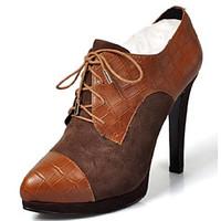 Women\'s Heels Comfort PU Leather Spring Casual Red Brown 3in-3 3/4in