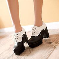 Women\'s Shoes Synthetic Chunky Heel Heels/Basic Pump Pumps/Heels Office Career/Dress/Casual Blue/Pink/White/Beige